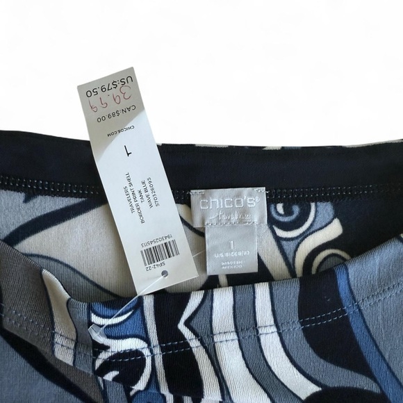 Abstract Blue and Black Women's Top - Picture 2 of 4